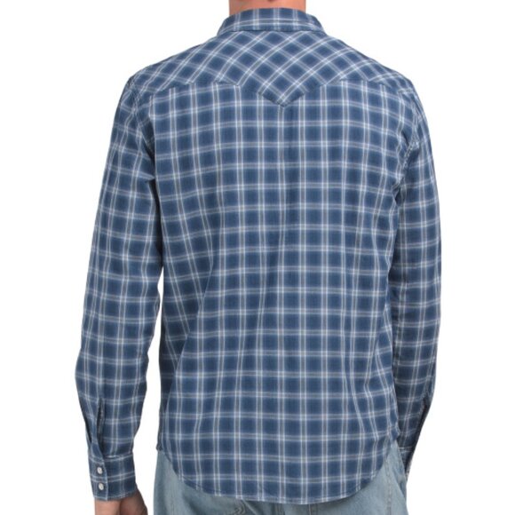 NEW LEVIS Classic Western Plaid Shirt in medium indigo for men 825 1j6 - Picture 2 of 2